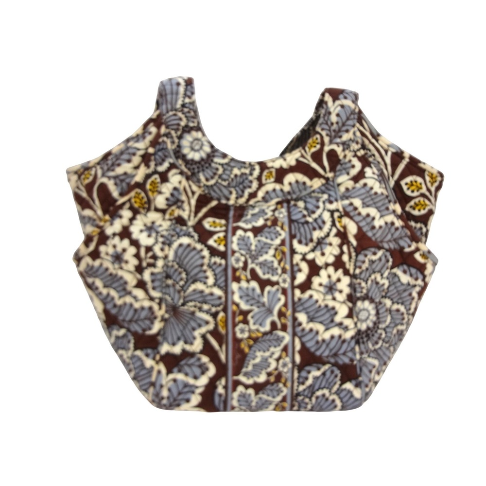 Vera Bradley Side by Side Tote Slate Blooms Quilted Floral Shoulder Bag - Picture 3 of 8